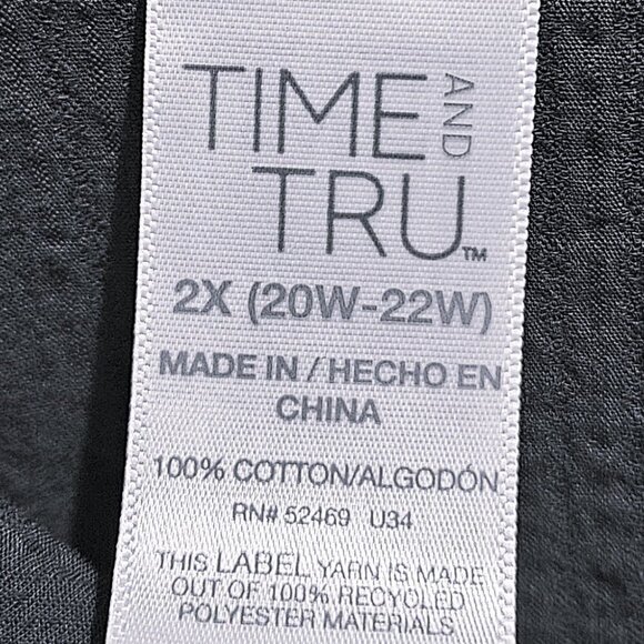 NWT Time and Tru Women's Black Long Sleeve Top - 2X (20W-22W) - Picture 5 of 10